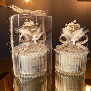 CUSTOM BAPTISM CANDLE Holy Communion Favors • Wedding Thank You Favor for Guests • Elegant BirthdayCandle • Personalized Wedding Candle