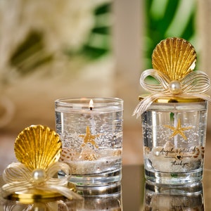 Personalized Sea Shell Candle Favors | Custom Candle Favors | Luxury Gel Candle for Guests | Bachelorette, Weddiing, Anniversary Party Favor
