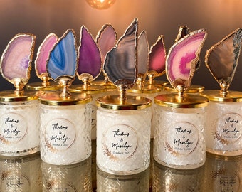 Personalized Baby Shower Candle Favor • Bulk Glass Candle Favor • Baby Shower Candle Favor • Thank you Favors • Natural Stone Agate Favors