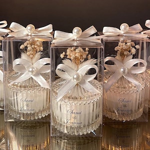 Custom Wedding Party Thank you Candle Favor for Guests, Luxury Wedding Candle Favors for Guest, Elegant Candle in glass, Wedding Favor