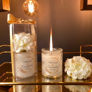 White Flower Glass Candle