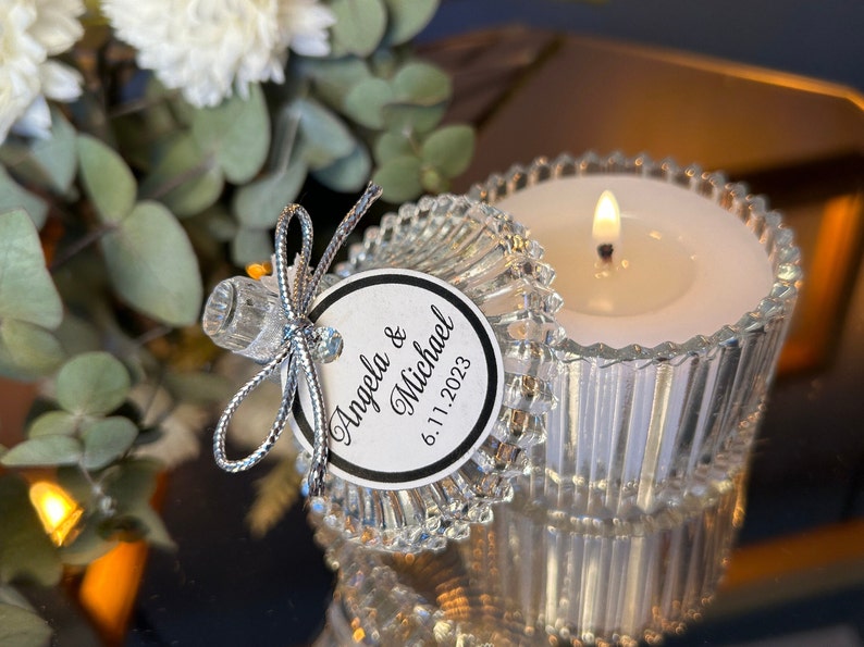 Elegant Wedding Favors, Personalised Luxury Wedding Candle Favors, Elegant Candle in glass for guests, Wedding Favor for Guest in Bulk image 2