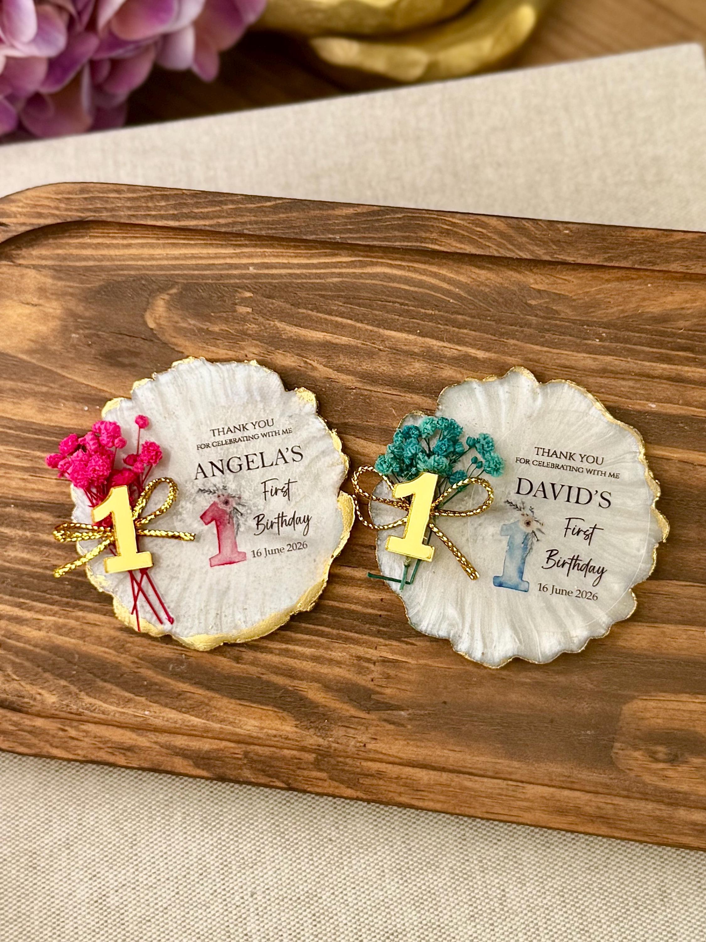 Personalized First Birthday Favor – Custom Epoxy Resin Keepsake With ...