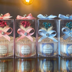 Baby Shower Favor for Guests • Personalized Glass Candle Favors • Bulk Candle Favor • Baby Blue - Baby Pink Candle Favor •  Thank you Favors