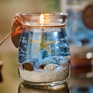 Romantic Ocean Jelly Wax Candle In Transparent Crystal Glass