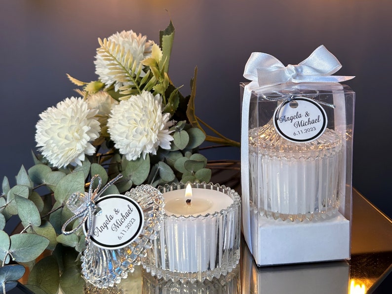 Elegant Wedding Favors, Personalised Luxury Wedding Candle Favors, Elegant Candle in glass for guests, Wedding Favor for Guest in Bulk image 4