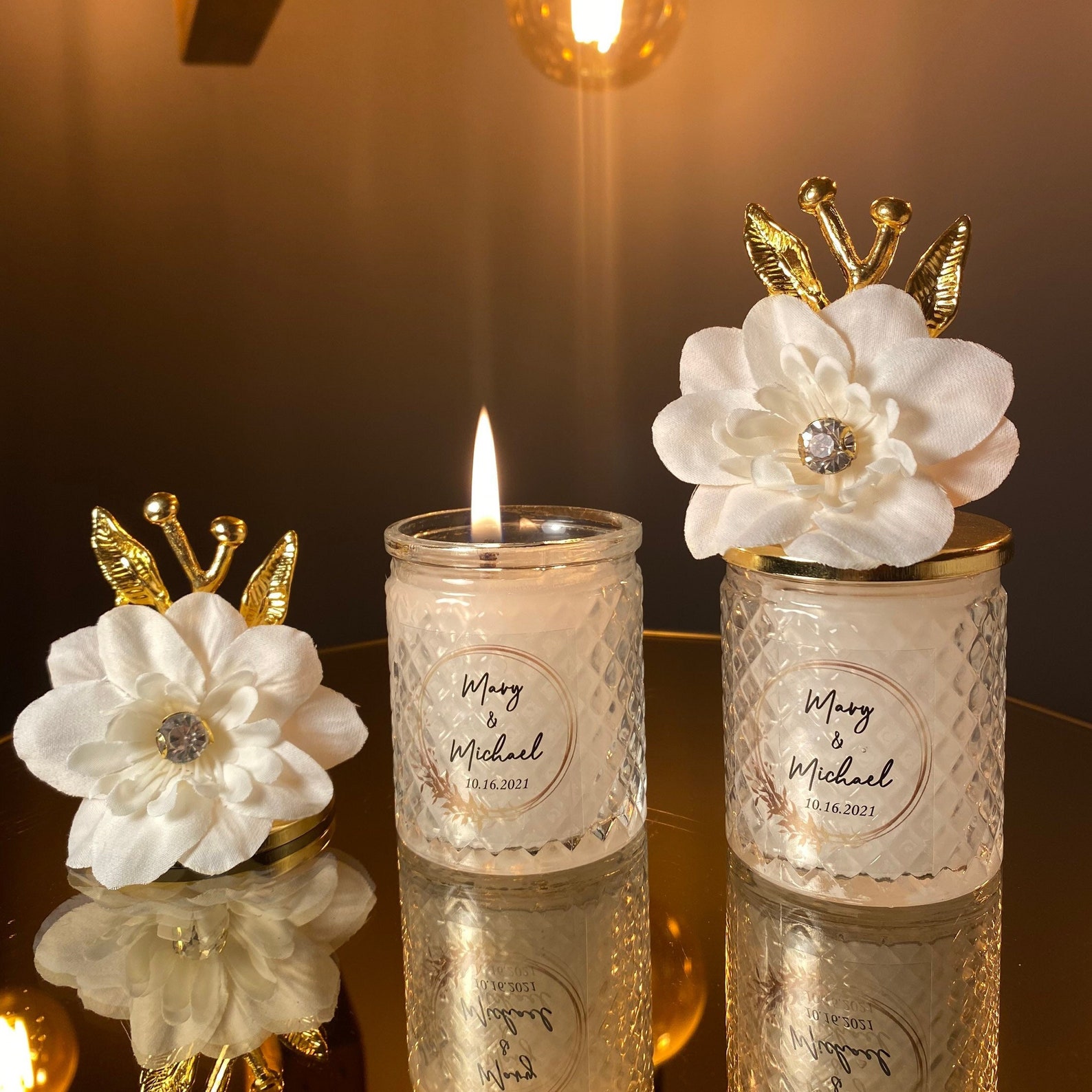 Personalised Wedding Party Thank You Candle Favors for Guests - Etsy