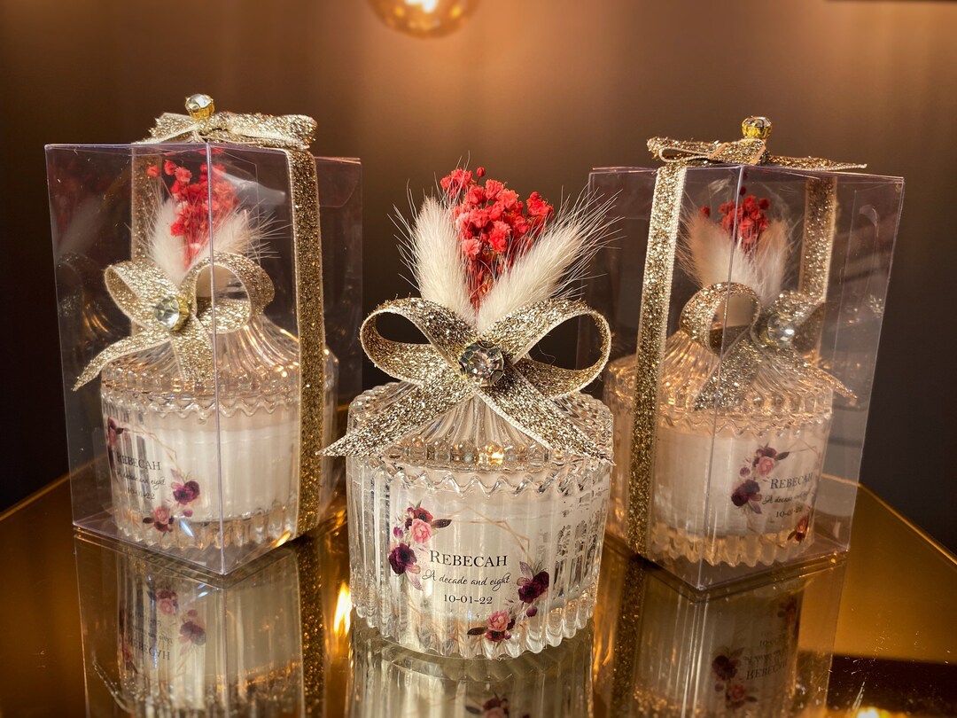 Gold Glitter Classy Luxurious Wedding Party Candle Thank You Favors for ...