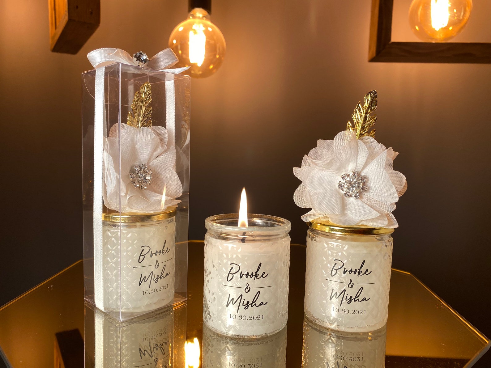 Personalised Wedding Party Thank you Candle Favor for Guests Etsy