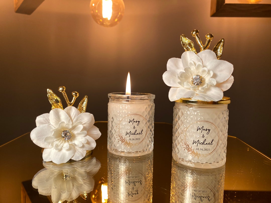 Personalized Wedding Candle Favors In Glass Gifts,unique Engagement Candle Favors,baptism Favors For Guests,bridalshower Custom Candle Favor