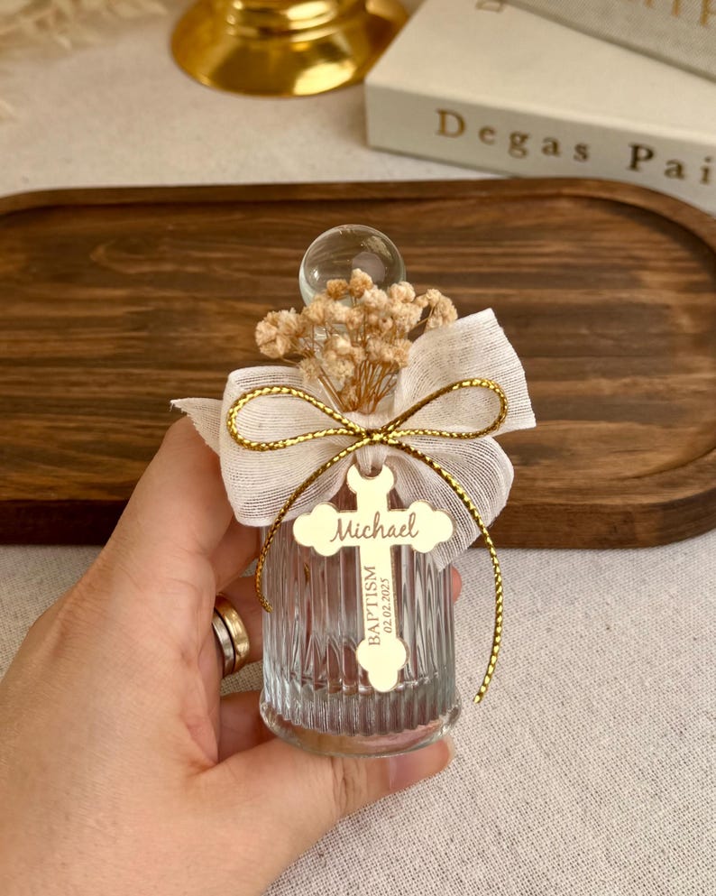 Personalized Baby Shower Favor Bottle – Glass Keepsake With Ribbon and ...