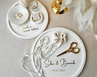 Handmade Concrete Engagement Tray Set – Personalized Gold Foil