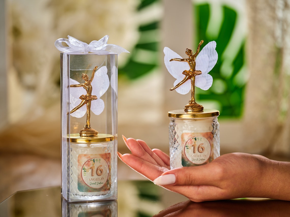 Stylish Sweet 16 Candle Golden Favors Gifts Quinceanera Etsy