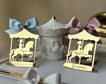 Specchietto magnetico a forma di giostra personalizzato, bomboniere per feste di compleanno per bambini: decorazioni per feste di compleanno.