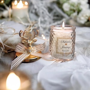 Luxury Personalised Wedding Party Thank you Candle Favors for Guests,  Wedding Candle Favors, Elegant Candle in glass, Fancy Candle Favors