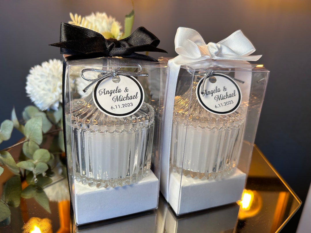 Personalized Candle Wedding Favors: Glass Ribbon Bulk Gifts - Etsy