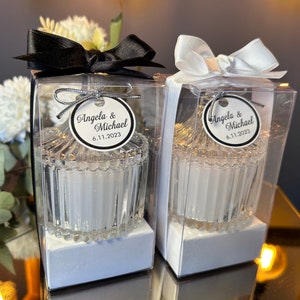 WEDDING PARTY FAVORS for Guests in Bulk • Custom Wedding Thank you Gift • Bridal Shower & Bridesmaid Gifts • Party Favors Candle in Glass