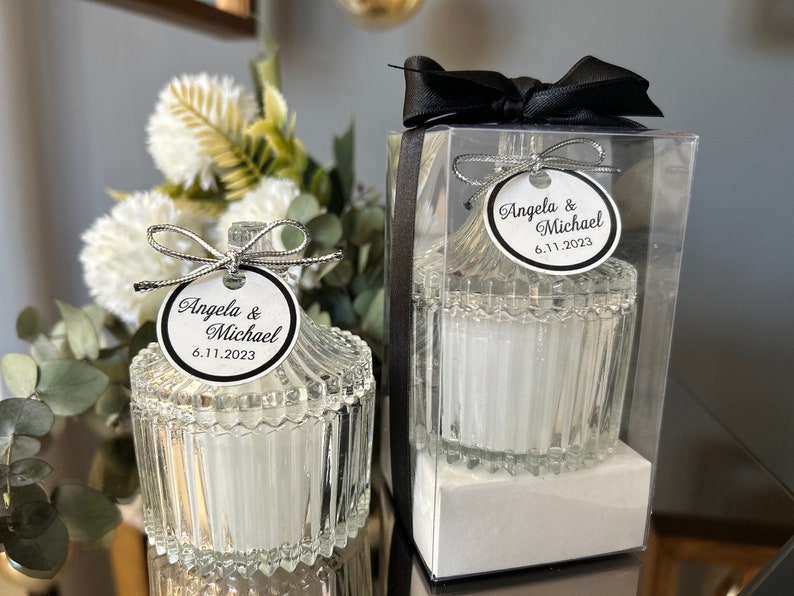 Elegant Wedding Favors, Personalised Luxury Wedding Candle Favors, Elegant Candle in glass for guests, Wedding Favor for Guest in Bulk image 5