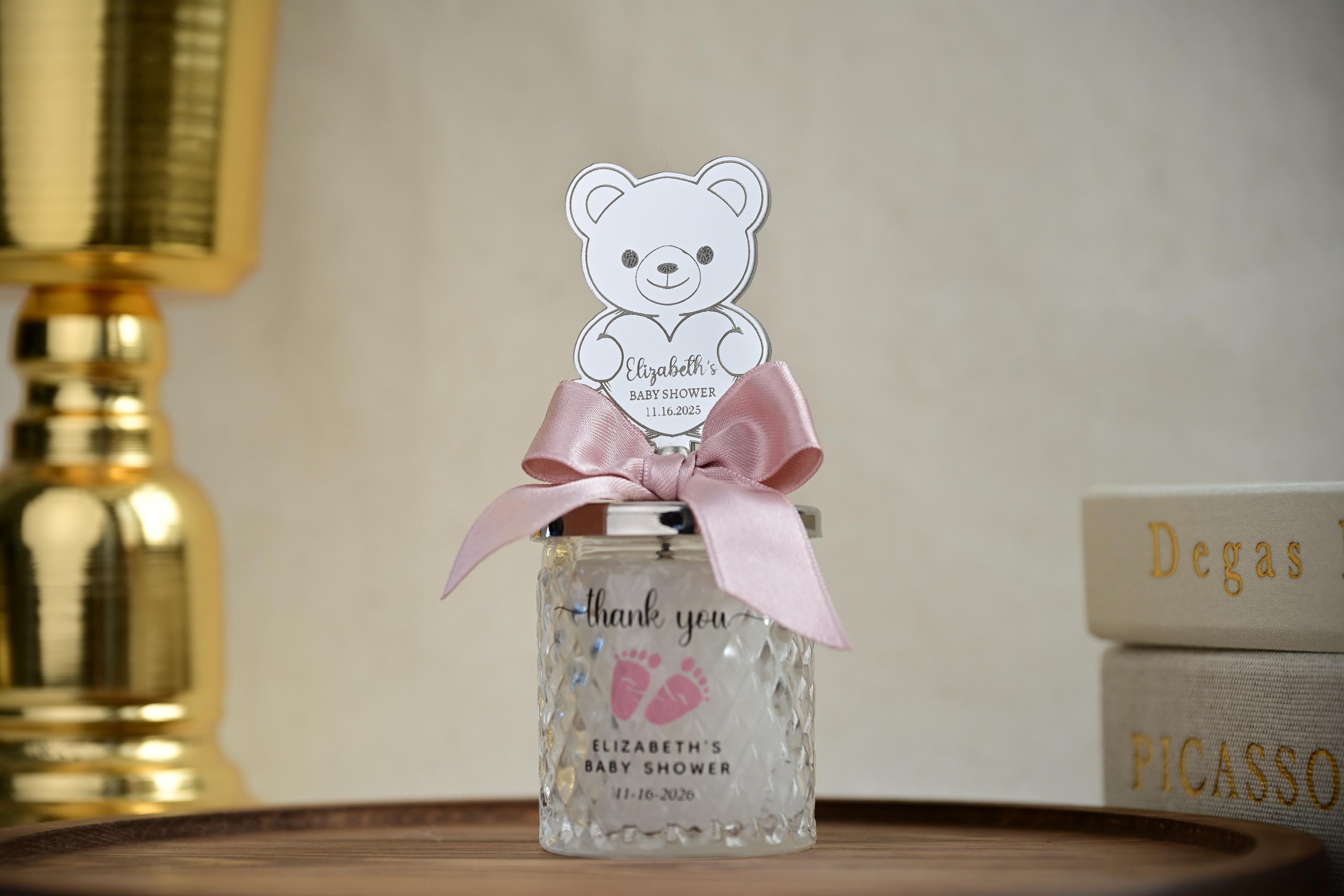 50 Candele A Forma Di Orso In Cera D'Api Per Baby Shower - Regali Ospiti, Decorazioni Feste (Chiare, Bianche, Marroni) - 3