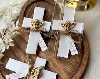 Recuerdos magnéticos de cruz personalizados, ángel, bautismo, comunión, bautizo