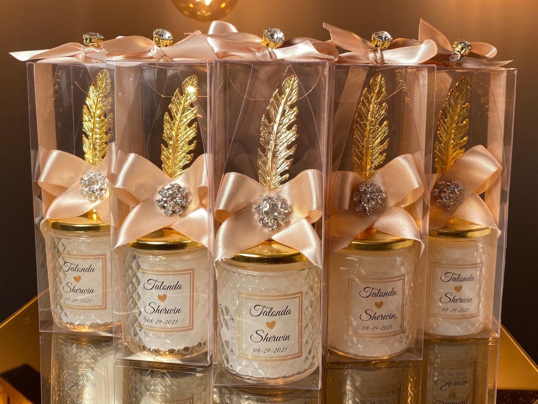 Personalised Wedding Party Thank You Candle Favors for Guests, Luxury Wedding Candle Favors