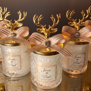 Personalized Elegant New Year Christmas Party Candle Thank you Favors, Winter Wedding Favors , Christmas Decorations , Happy Holiday Favors