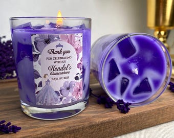 Bomboniere con candele al caffè ghiacciato alla lavanda – Ricordo personalizzato per la festa