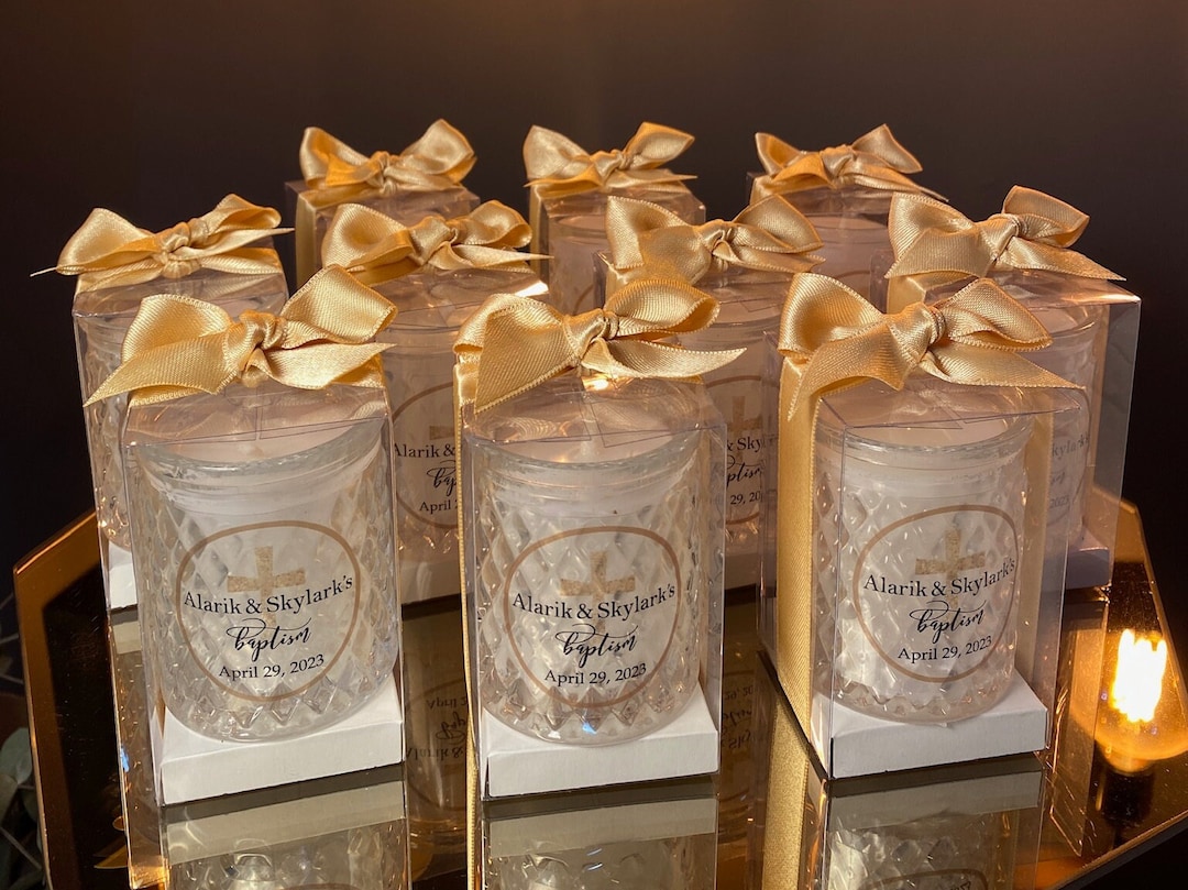 New Baptism Favors, Personalized Classy Wedding Glass Candle Favors
