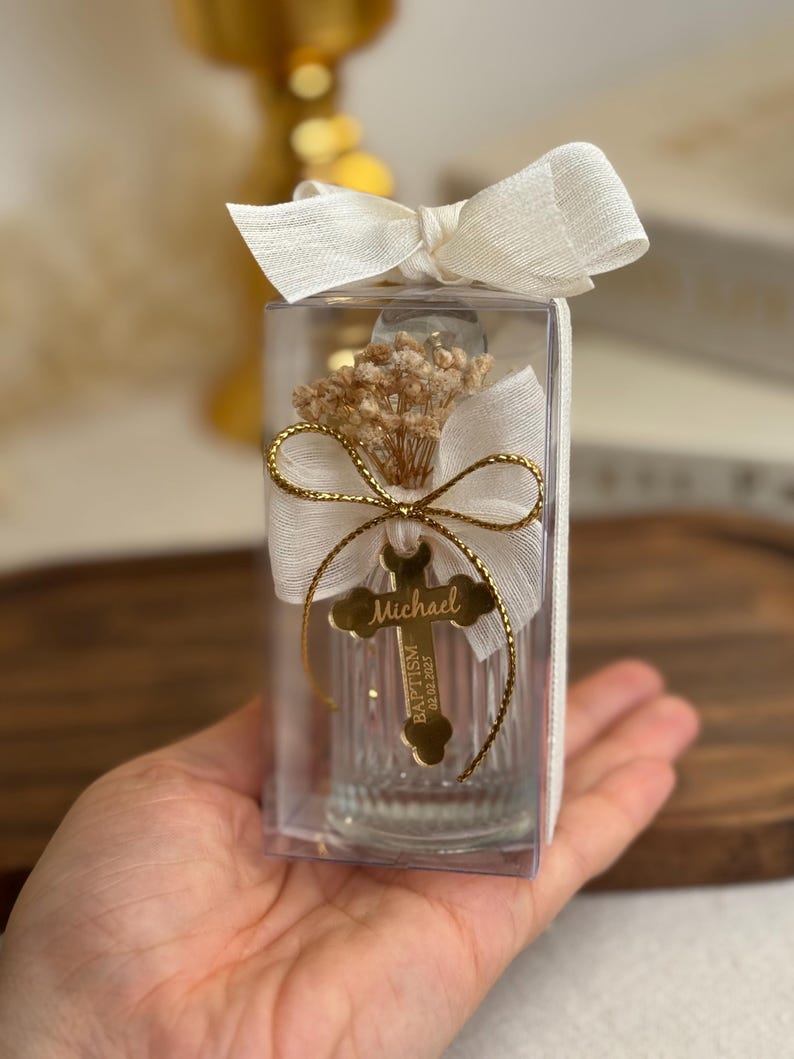 Personalized Baby Shower Favor Bottle – Glass Keepsake With Ribbon and ...
