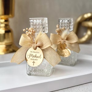 Botella de agua bendita vacía personalizada, recuerdo de bautizo, recuerdo de comunión para invitados, botella de agua bendita de 50 cc, regalo religioso