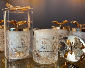 Butterfly Lid Personalised Wedding Thank you Candle Favor for Guests in Bulk,Luxury Candle Favors, Elegant Candle in glass, Favors for Guest