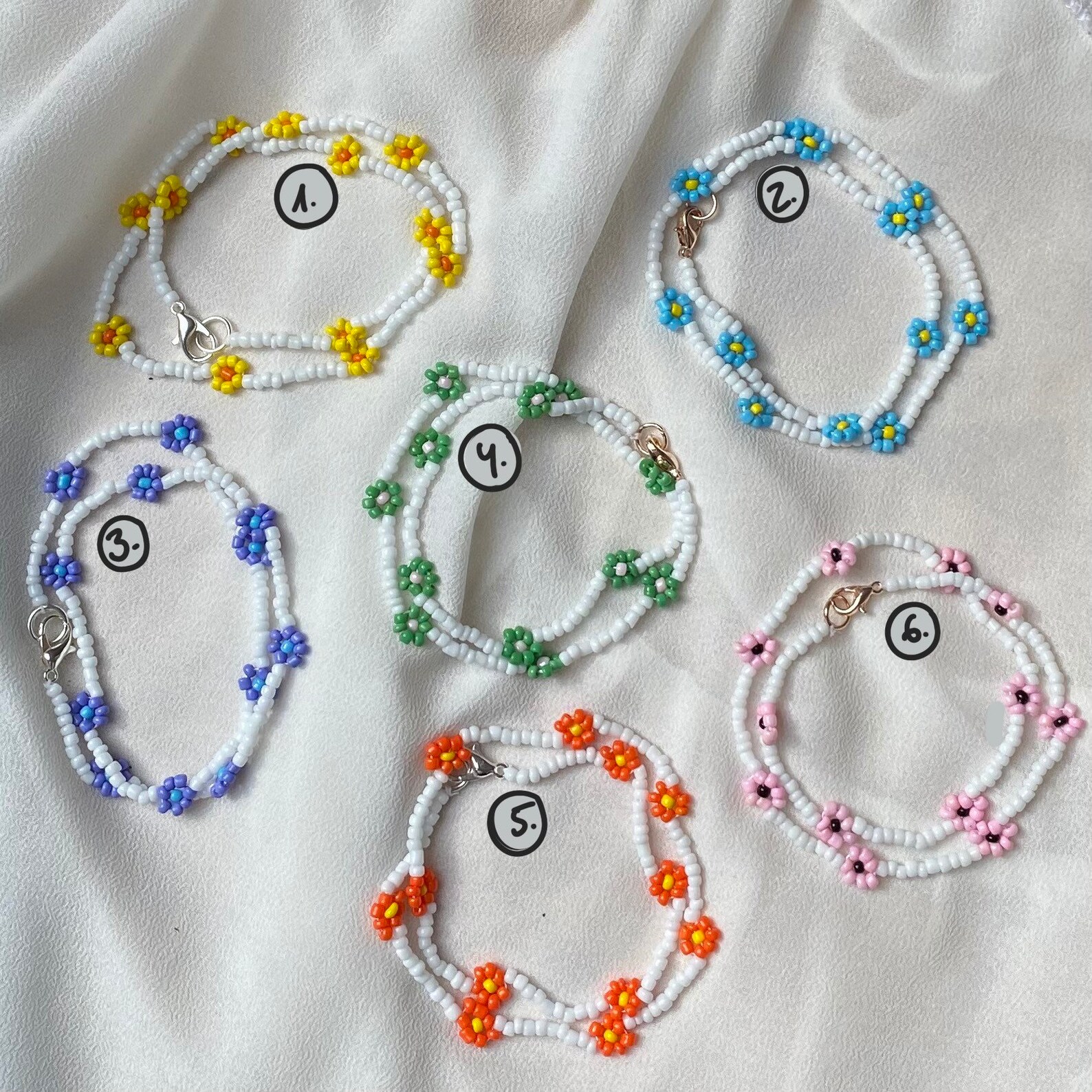 Blumenkette Perlenkette mit Blumen Bunte Perlenkette | Etsy