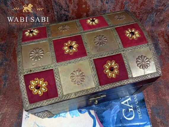 Old Vintage wooden table jewelry box