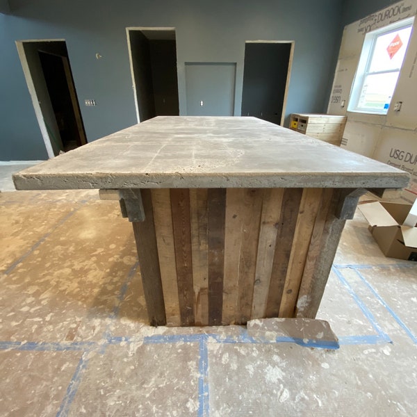 Kitchen island with concrete top