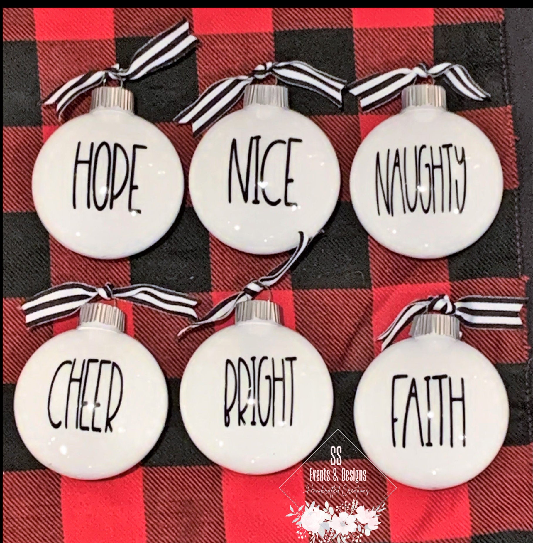 Rae Dunn Inspired Farmhouse Christmas Ornaments Etsy