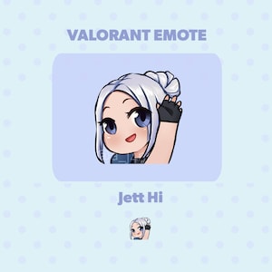 Valorant Jett Cześć Cześć Fala Słodki Kawaii Anime styl Pojedynczy Twitch Emote