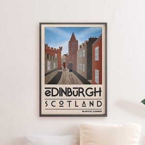 Poster di viaggio retrò di Edimburgo Scozia, stampa di Edimburgo, stampa di viaggio personalizzata, Scozia Wall Art, stampa di viaggio vintage
