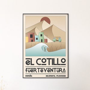 CARTEL DE LAS ISLAS CANARIAS - Cartel de viaje digital, Cartel de viaje retro, Cartel de El Cotillo Fuerteventura, Cartel del Océano Atlántico, Impresión de viaje