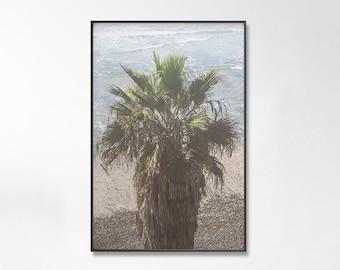 Palm Tree Print, Pastel Palm Tree Beach Print, Printable Beach Art, Digital Coastal Wall Art, Palm Tree Photography Download