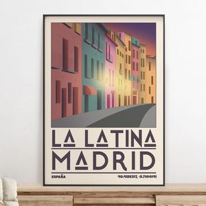 La Latina Madrid Digital Print – Vintage Travel Poster, Spain Wall Art, Printable A4