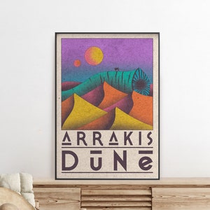 DUNE TRAVEL POSTER - Arrakis Dune Retro Travel Poster, Dune Desert Poster, Abstract Wall Art, Desert Wall Print, Herbert Movie Poster