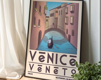 Venice Veneto Italy Travel Poster VENICE TRAVEL PRINT European City Prints Custom Travel Poster
