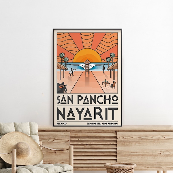 DIGITAL WALL ART - San Pancho Nayarit Art, Mexico Wall Art, Office Wall Art, Nayarit Print Wall Poster, Printable Wall Art, Digital Download