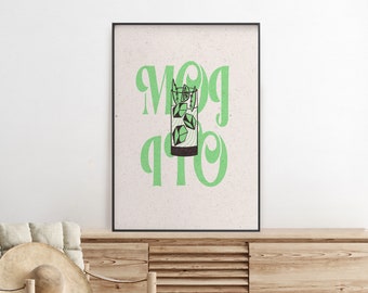 Impresión de cóctel Mojito, cartel de cóctel retro, decoración de bar, impresión de Mojito, arte de carro de barra, arte de pared de cóctel imprimible