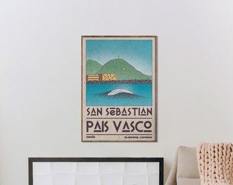SAN SEBASTIAN - Pais Vasco, Spanien Reiseplakat, San Sebastián Druck, Baskenland Plakat, Kundenspezifischer Reisedruck