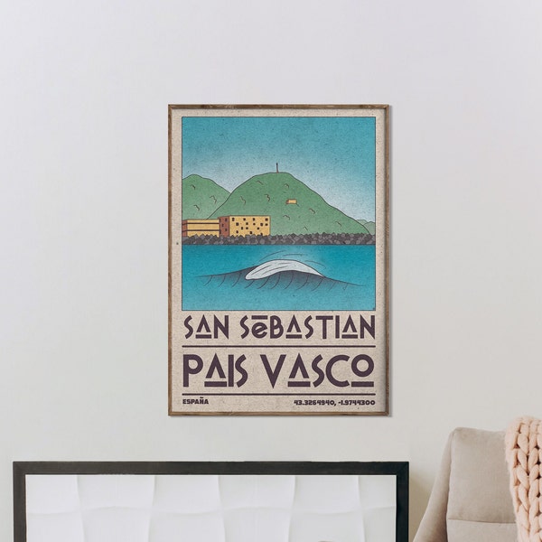 SAN SEBASTIAN - Pais Vasco, Spain Travel Poster, San Sebastián Print, Basque Country Poster, Custom Travel Print