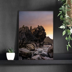 Blackchurch Rock Sunset Photo, Hartland Quay North Devon Printable Wall Art, Devon Prints