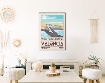 Museu de les Ciències Valencia Travel Poster, Science Museum Art Print, City of Arts and Sciences Wall Art