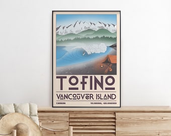 Tofino Surf Travel Poster: Vancouver Island's Coastal Paradise & Surfing Destination
