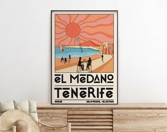 TENERIFE TRAVEL POSTER - Spanish Travel Poster, El Medano Poster, Vintage Wall Print, Canary Island Print, Spanish Wall Art, Wall Art Decor